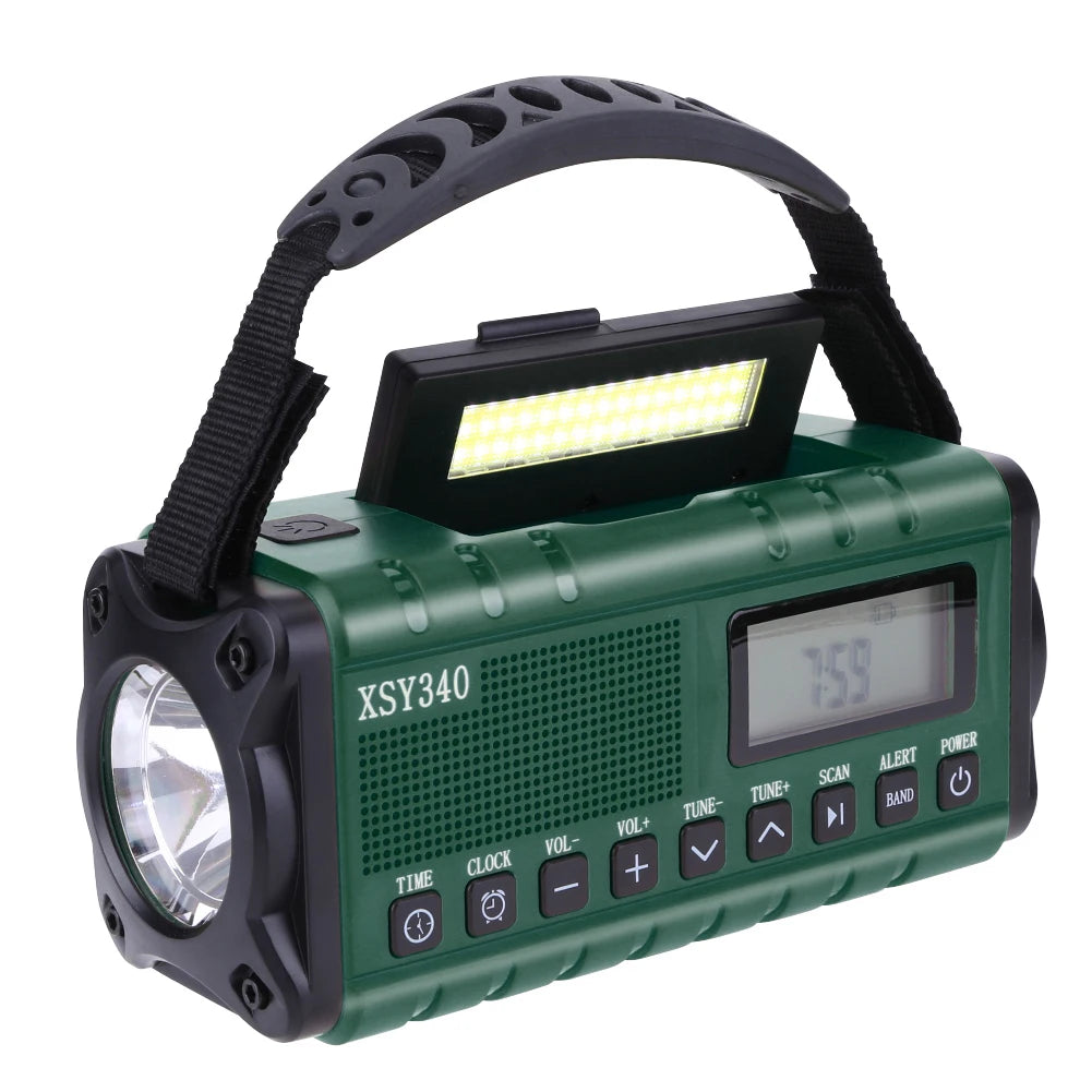 10000mAh Emergency Radio AM FM NOAA Weather Radio Multifunctional Hand Crank Solar Radio with Flashlight Power Bank SOS Alarm