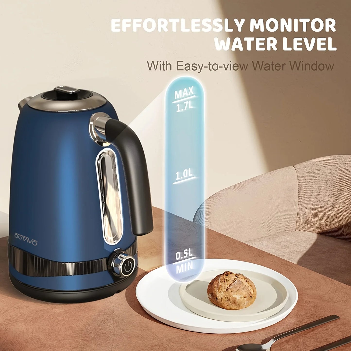 1pc 1.8QT Electric Kettle, US Plug, Temperature Control With 7 Heat Settings & LED Display, (1100W) , Kitchen and home