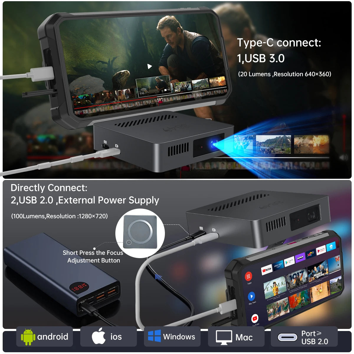 8849 MARS Mini Projector Portable HD 1080P Video Proyector Auto Focus Keystone Outdoor Beamer For Andorid ios Smart Home Theater