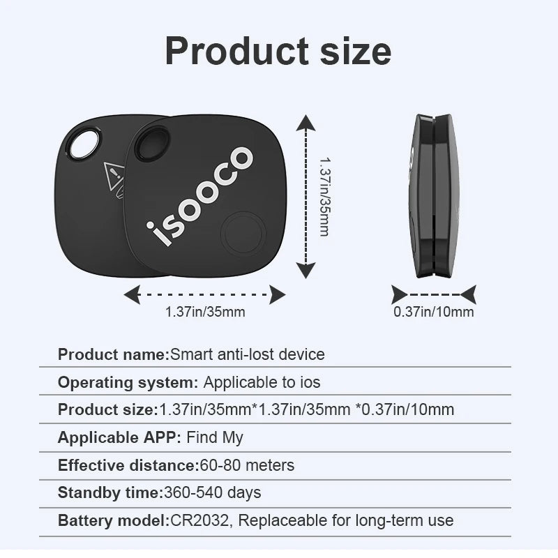 4/8Pcs isooco Smart Item Finder,GPS Locator,Bluetooth Pairing Anti-lost Tag, Used with Find My (iOS only),Keychain Car Tracker
