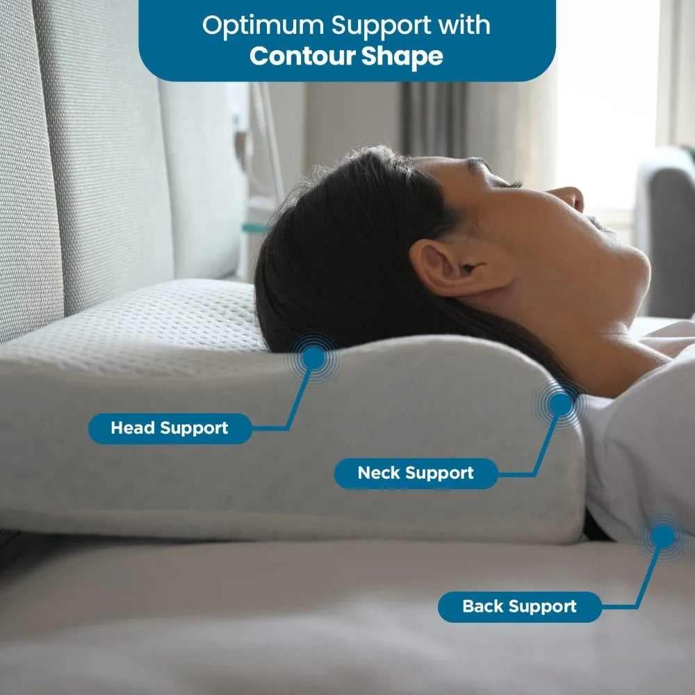 Cervical Contour Two Height Adjustable Memory Foam Orthopedic Pillow for Sleeping Perfect for Side, Back, Stomach Sleepers