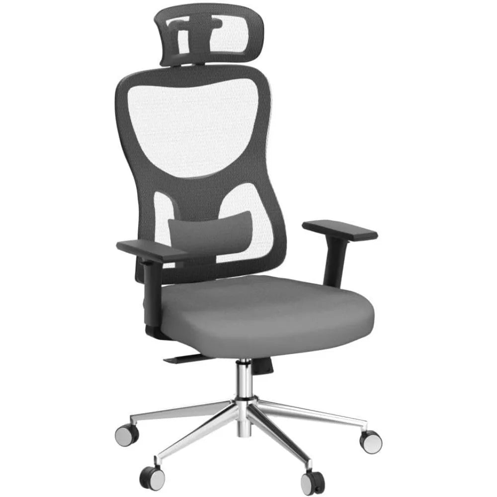 Ergonomic Mesh Office Chair, Computer Desk Chair Ergonomic, High Back Office Chair with Headrest, Adjustable Lumbar Support and