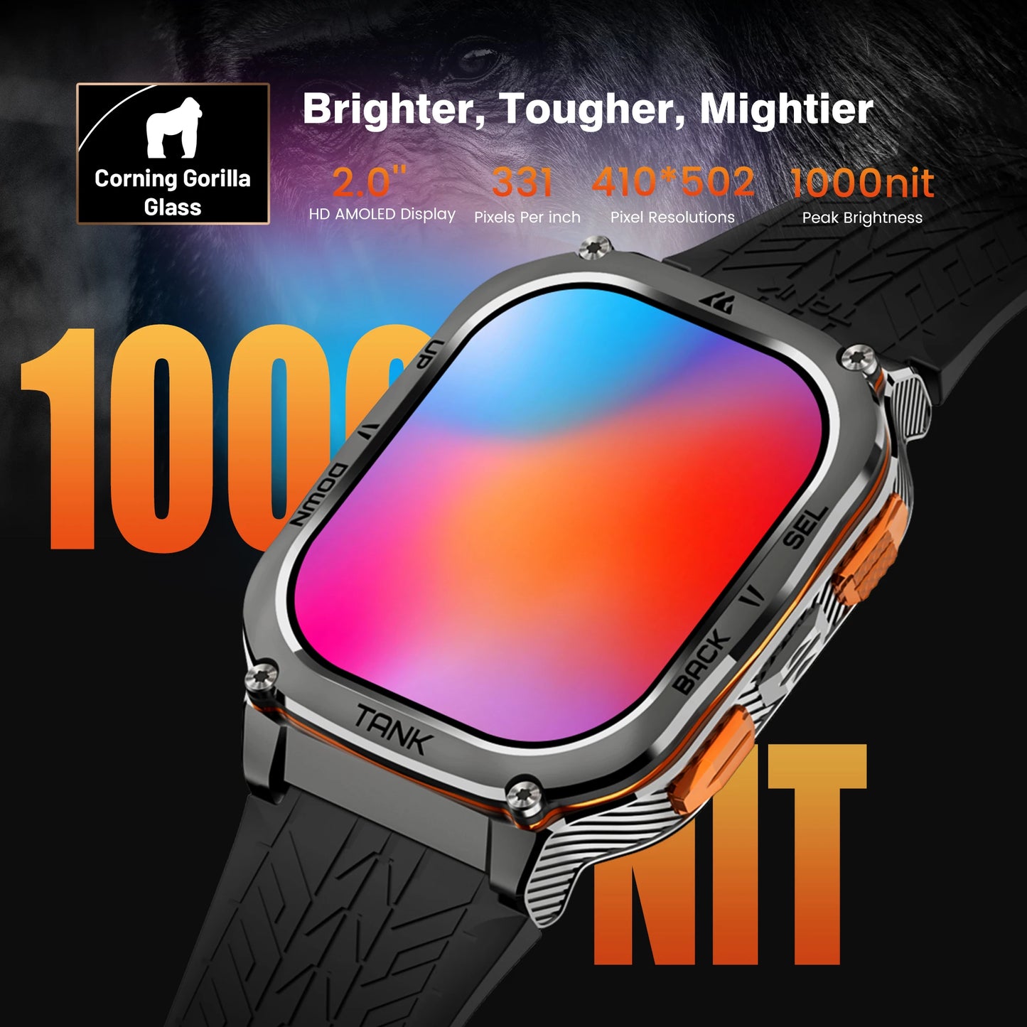 KOSPET TANK M3 Ultra GPS Smart Watch For Men 480mAh 60Days Battery Compass Altimeter Barometric Bluetooth Call 5ATM Waterproof