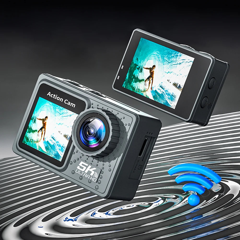 5K 4K 60FPS Action Camera Waterproof Dual Screen WiFi Sport Cam with Remote Stabilization