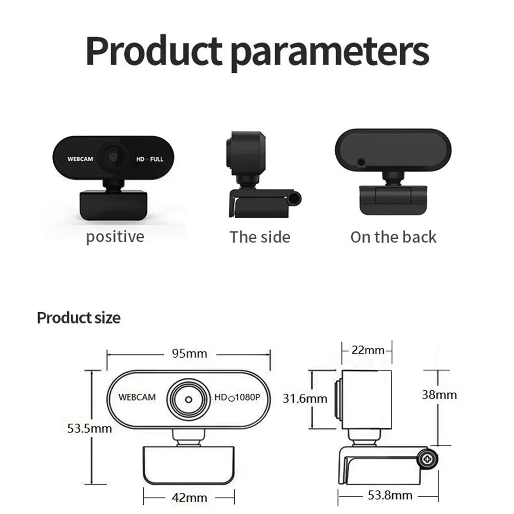 USB HD Webcam 1080P 2K with Microphone Plug and Play for PC Laptop Conference and Video Call