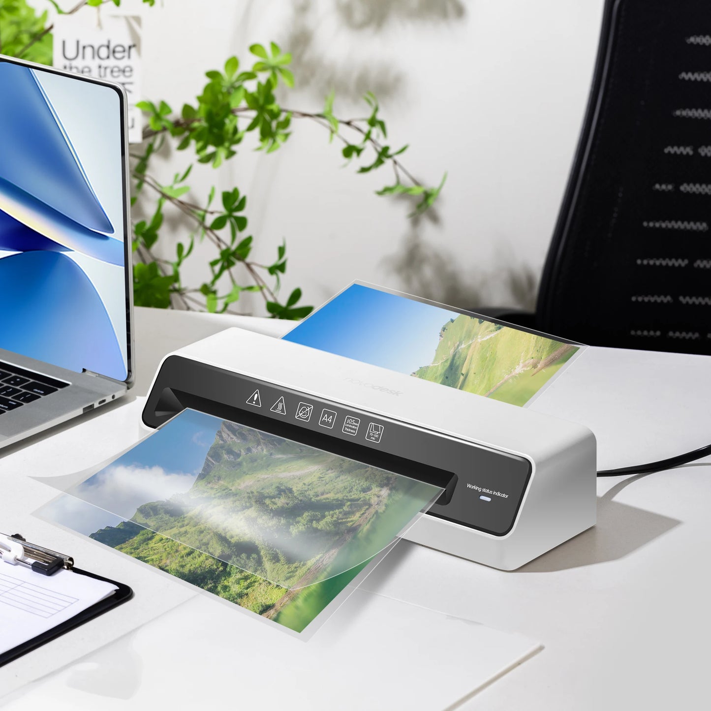 Deli 9in Max Width Thermal Laminator with 20 A4 Pouches, Quick Warm-Up, Never Jam, Desktop Laminator for Home Office Use