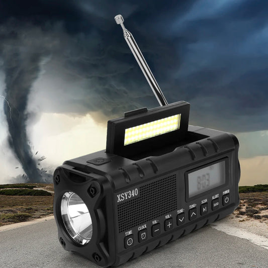 10000mAh Emergency Radio AM FM NOAA Weather Radio Multifunctional Hand Crank Solar Radio with Flashlight Power Bank SOS Alarm