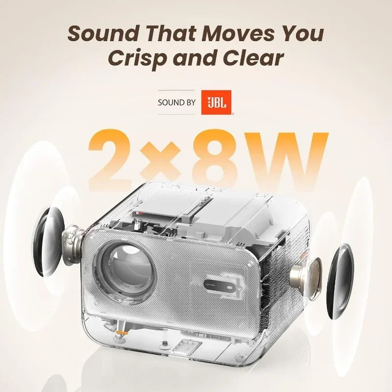 home.[Seamless Autofocus] Portable Outdoor Movie Projector, Home Theater Projector for iPhone/TV Stick//USB/Laptop/PS5-White
