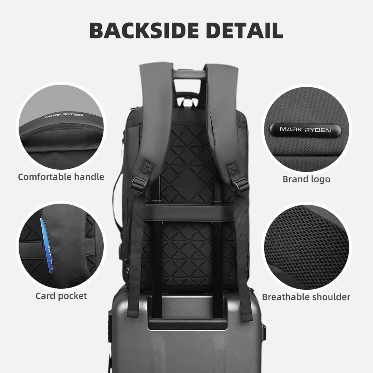 Muzee Slim Business Backpack for Men, 3-in-1 Executive Briefcase & Daypack, Fits 15.6 Inch Laptop, USB Port, Black