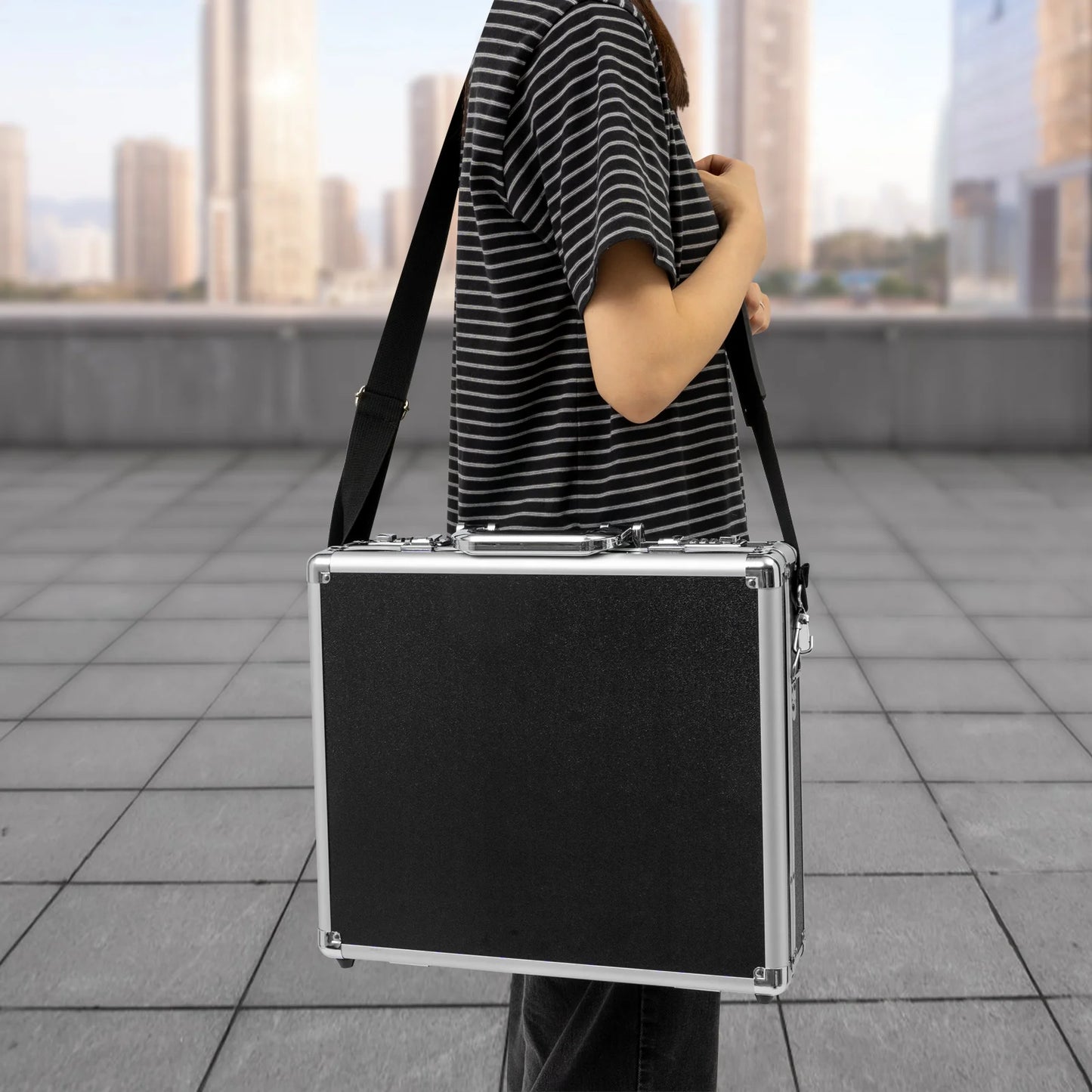 Security Briefcase W/ Dual Combination Locks & Adjustable Strap for Men & Women, Business Travel Case for Laptop (Up To 15.6In)