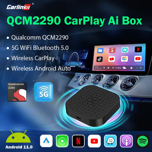 Carlinkit Portable CarPlay Ai Box Android 11 TV Box QCM2290 Wireless CarPlay Android Auto For Netflix YouTube OEM CarPlay Cars