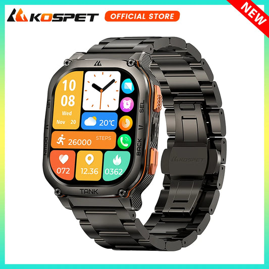 KOSPET TANK M3 Ultra GPS Smart Watch For Men 480mAh 60Days Battery Compass Altimeter Barometric Bluetooth Call 5ATM Waterproof