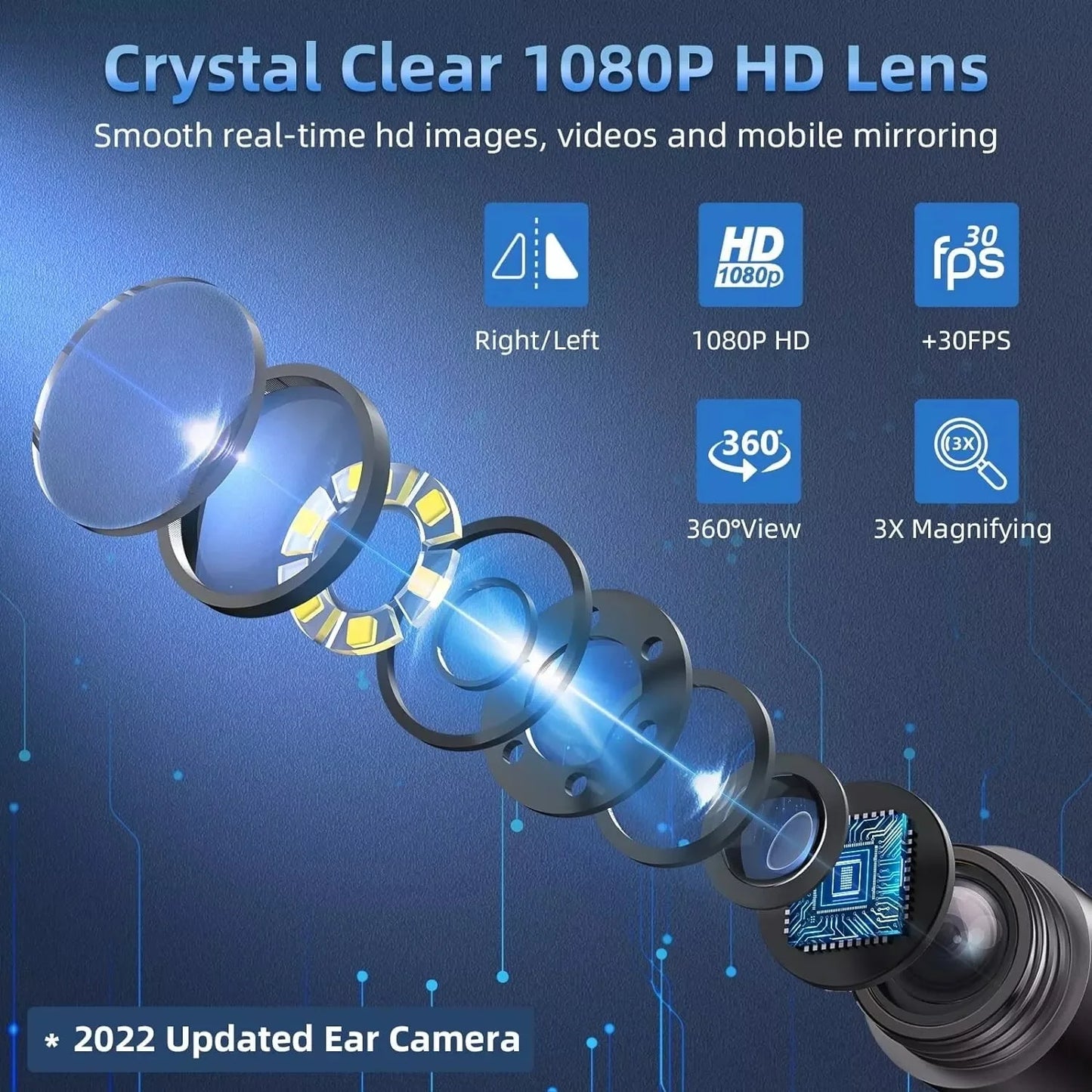 Ear Wax Removal, 1080P Ear Wax Removal Tool Camera, Ear Cleaner Camera Otoscope with 6 LED Light