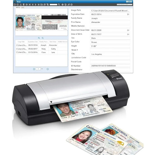 Duplex Driver License & ID Card Scanner - Bundle Software can Automatically Extracts ID Data and Populates into Data Fie