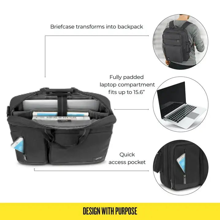 Solo New York Duane Hybrid Briefcase Backpack, Gray, Laptop Tote