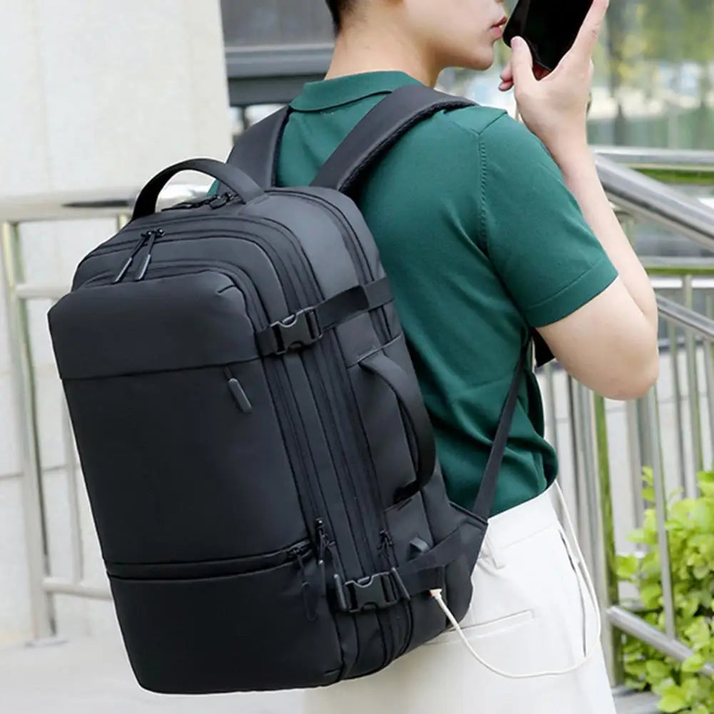 Travel Backpack Expandable Capacity Computer Bag with USB Charging Port Waterproof Anti-Theft Lock Wet/Dry Separation Pockets We