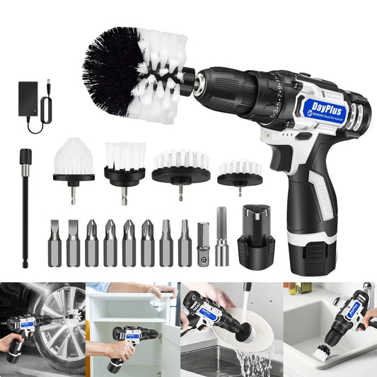Cordless Drill Brush Kit, All Purpose Cordless Drill for Drilling,Electric Spin Scrubber Electric Cleaning Brush for Cleaning