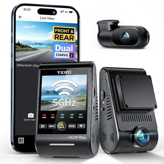 A229 Plus Dash Cam Front and Rear, Dual STARVIS 2 Sensors, 2 Channel HDR, 1440P+1440P Voice Control